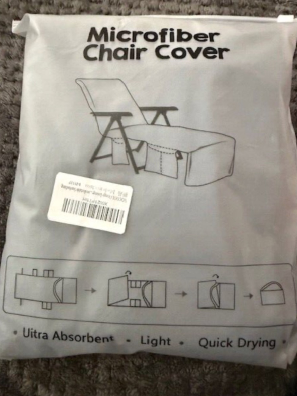 Lounge Chair Slipcover w/Pockets Breathable No Sliding 85x30 Beach or Pool NEW